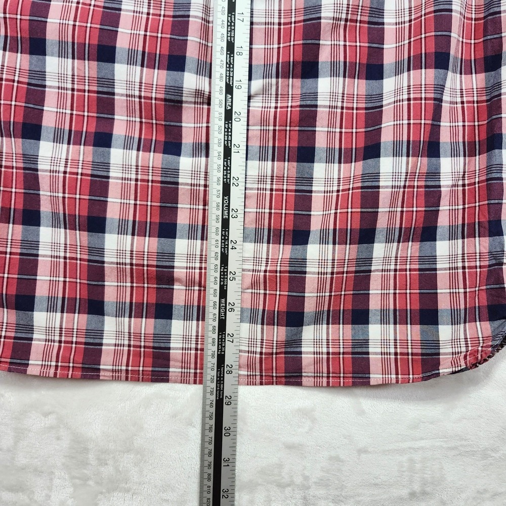 J Crew Slim Fit Plaid Button Down Shirt Men's Size S Red Navy White Cotton Ca - Picture 9 of 11